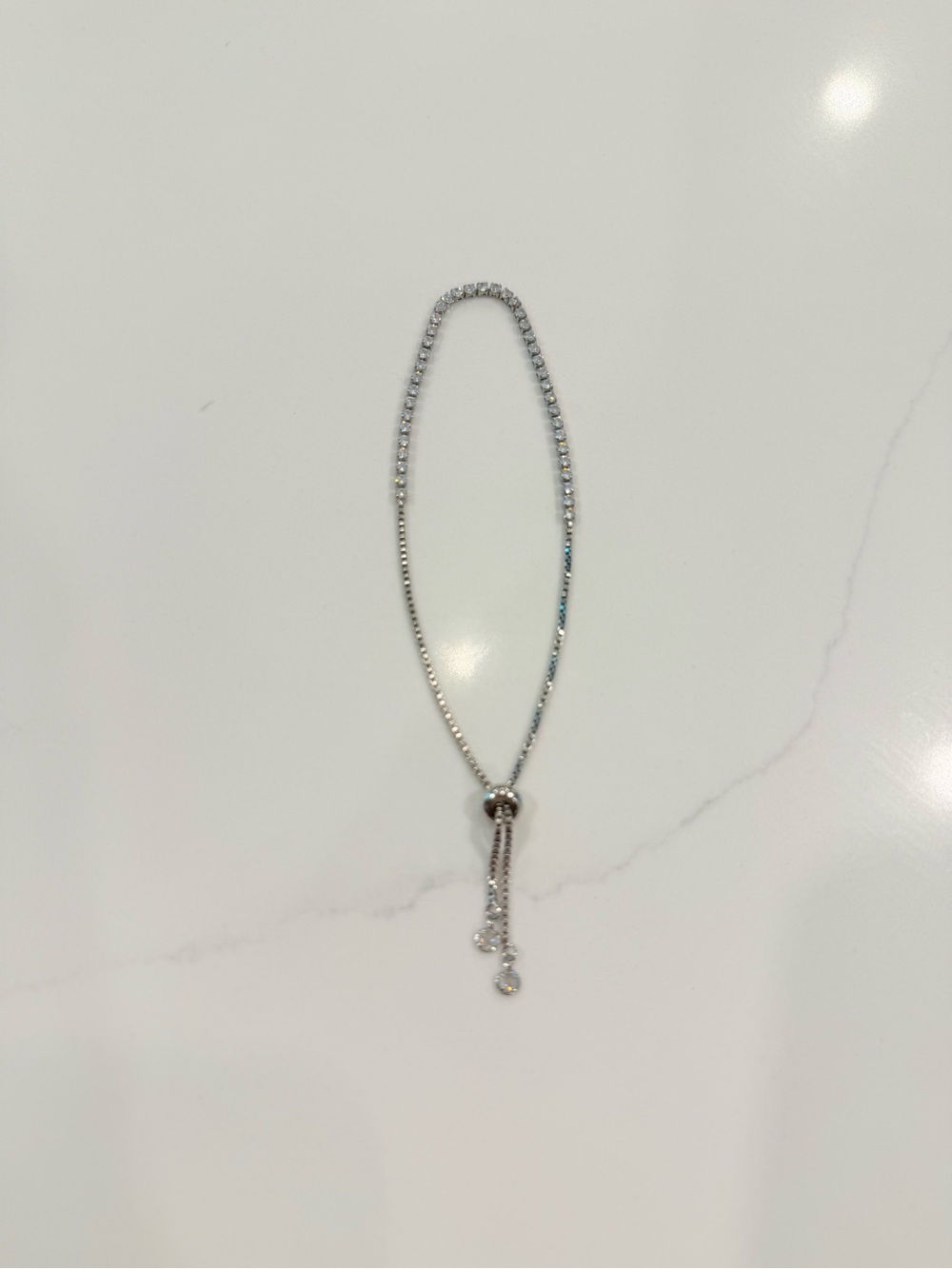 Silver Crystal Adjustable Tennis Bracelet - Elegant Sparkle